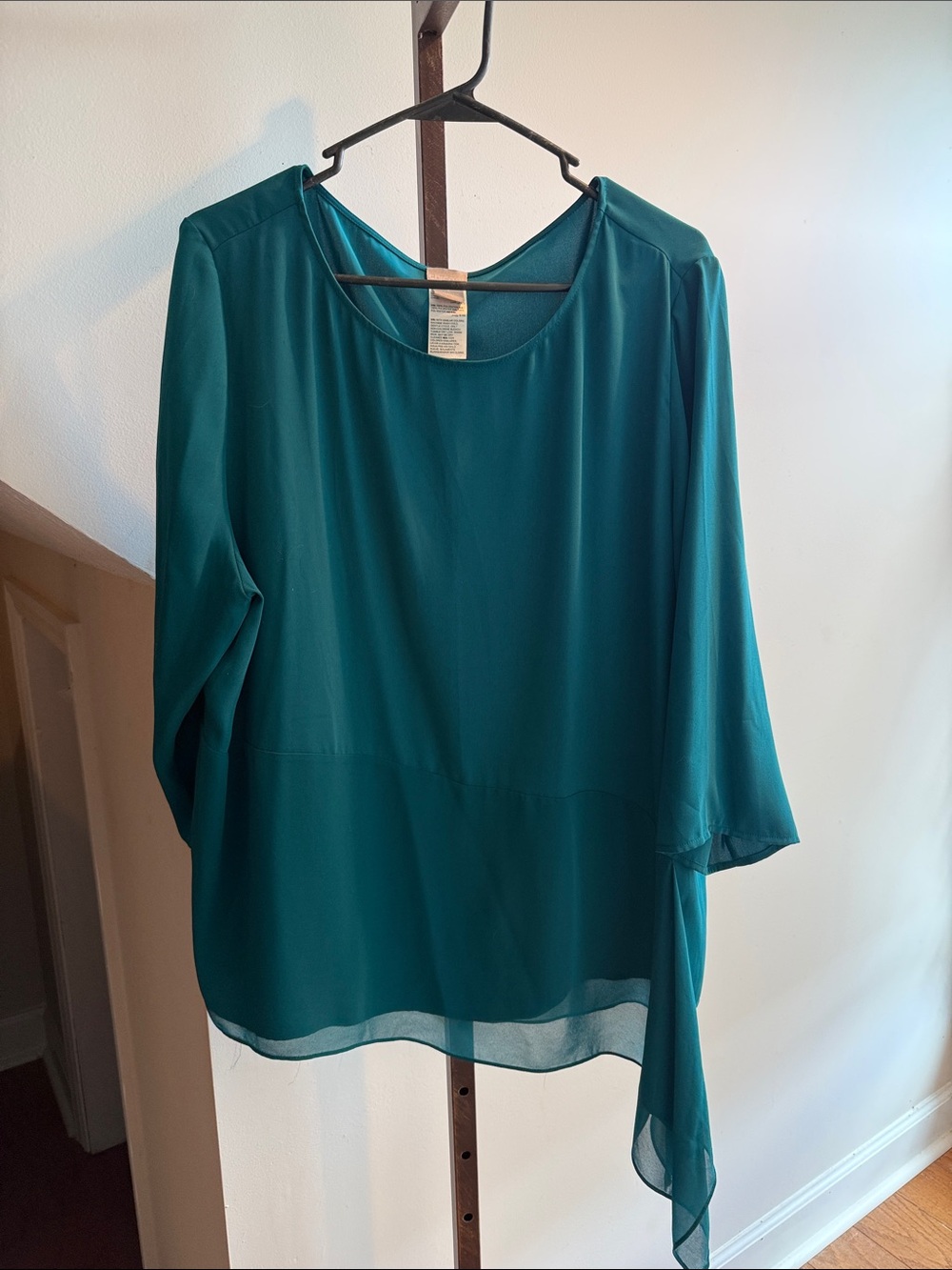Chico’s Women's Teal Asymmetric Chiffon Top